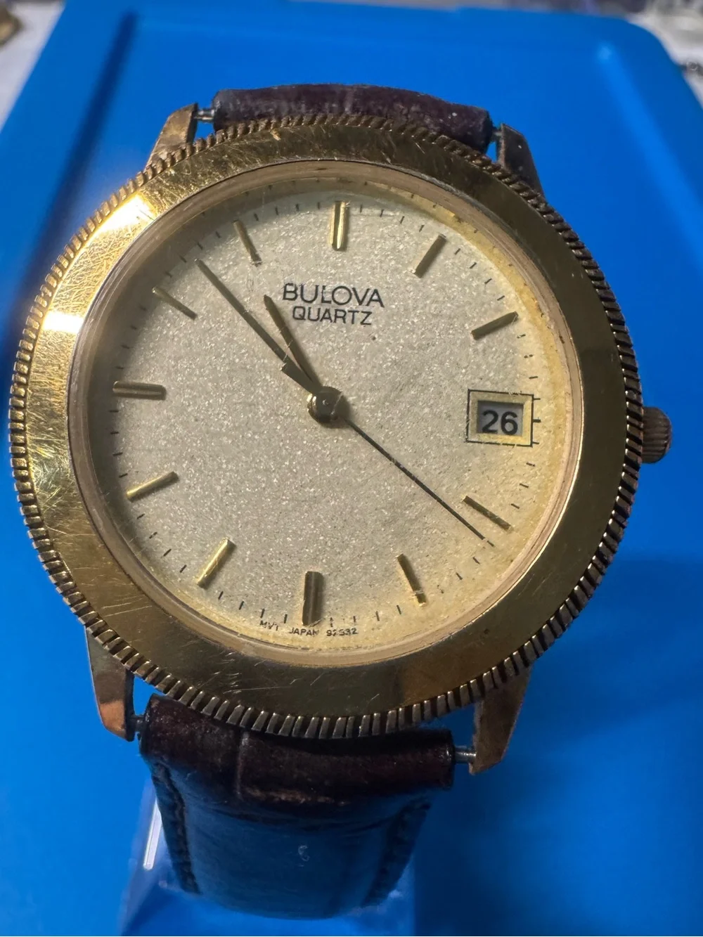Bulova Gold and Brown Quartz Dress Watch with Date